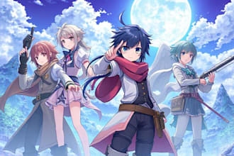 draw anime and game style characters art