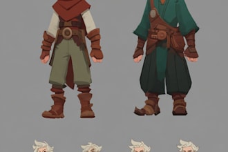 do dnd character art, 2d game character art in unique style
