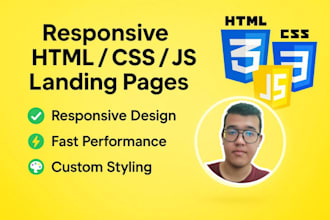 build a clean HTML, CSS, javascript landing page