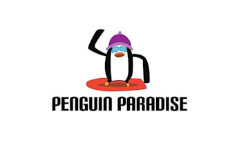 make creative popular VR game logo penguin paradise