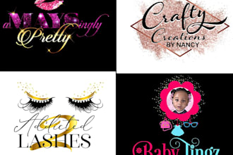 do modern eyelashes, hair, makeup, lips, cosmetics and beauty logo design