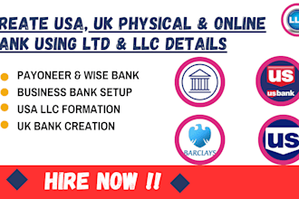 do USA bank creation, open mercury wise for llc owners, USA proof of address