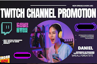 promote your twitch channel to gain live viewers, followers and engagement