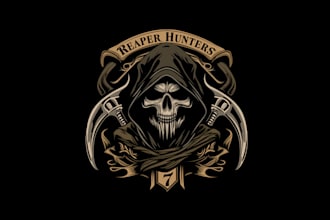 design luxurious reaper hunters gamer clan logo
