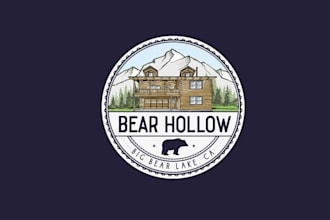 make greatest rustic mountain lodge retreat logo