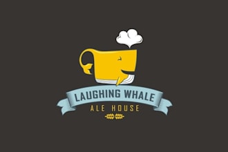 design high quality laughing whale ale house logo