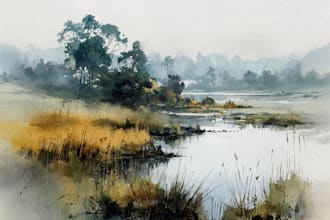 hand draw watercolor landscape or architecture art