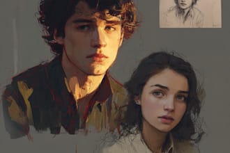 draw couple portraits in digital art