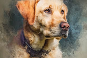design an pet portrait illustration watercolor style