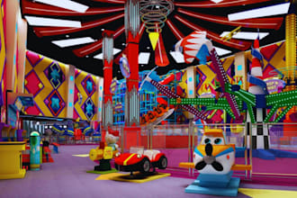 design kids entertainment center, amusement park,  playground, park layout