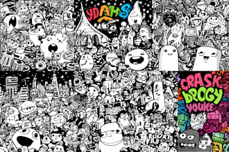create cartoon doodle art illustration for your project