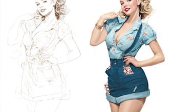 draw a pin up girl and pin up girl character art