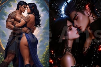 do nsfw mafia dark romance fantasy sultry book cover kinky character art