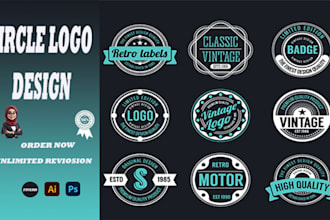 design a professional circle, stamp, badge colored logo