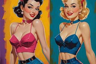 draw a pin up girl and pin up girl illustration
