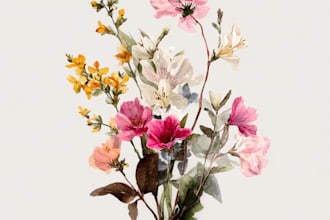 do a botanical watercolor illustration, floral drawing