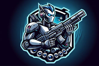 create robotic gunnar logo with t shirt and fast delivery