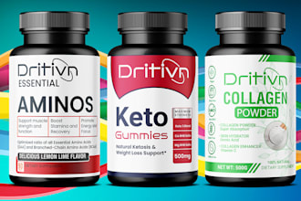product label design and supplement label with 3d mockup