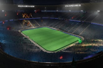 create 3d soccer stadium,football field,sport court,spectator area,cgi rendering
