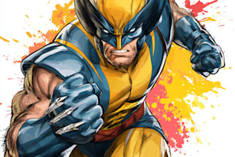 draw custom superhero cartoon character in marvel style