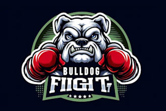 do modern bulldog fight logo with t shirt for your business
