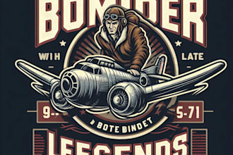 design a vintage bomber legends emblem mascot logo with custom t shirt