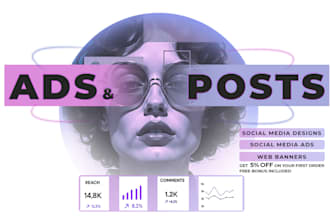 design social media posts, ads copy and image for facebook, instagram x linkedin