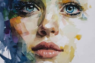 draw a line art portrait illustration