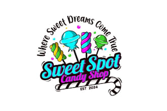 create candy, lollipop, chocolate, ice cream, bakery logo
