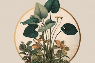 illustrate vector botanical illustrations of plants, fruits