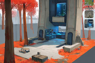 make a 2d game environments concept art in maya, blender