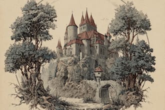 draw a awesome medieval vintage fantasy logo