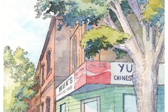 draw architectural illustration in watercolor