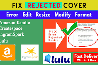 fix error, redesign, edit book cover, ebook cover, amazon kdp manuscript