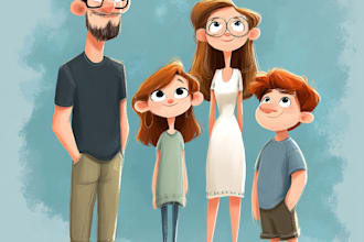 draw cartoon family portrait