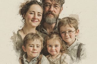 draw family portraits by combining photos together