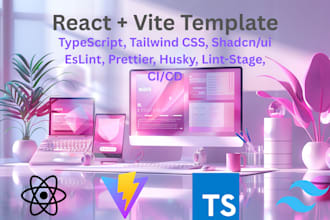 build a react, vite starter with tailwind, shadcn, eslint,prettier,husky