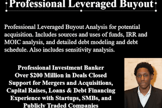 create a professional leveraged buyout model or lbo model for you