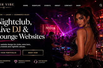 build nightclub, nightlife, live dj, wine bar, party and lounge website
