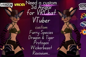 create and rig custom vrchat avatar, nsfw furry vrchat vtuber model 3d character