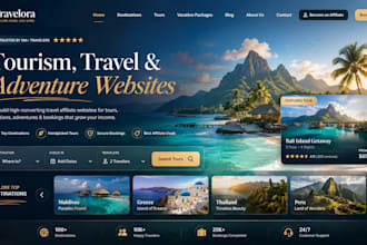 build tourism, travel affiliate, vacation, tour and adventure website