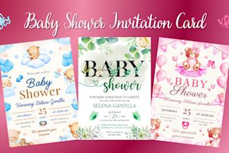 design a baby shower or baby name invitation card