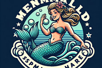 vintage mermaid logo mascot design custom t shirt artwork