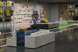 renew clothing store interior,front shop design,t shirt outlet, cgi retail space