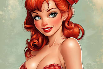 pin up girl and pin up girl illustration