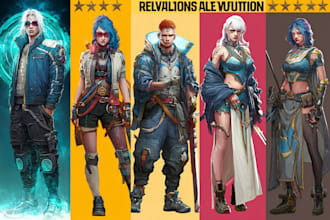 draw futuristic character, video game character, and cyberpunk character art