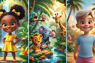 do children book illustrations in whimsical or 3d style storybook art for kids