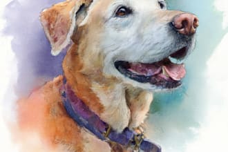 draw watercolor pet portrait