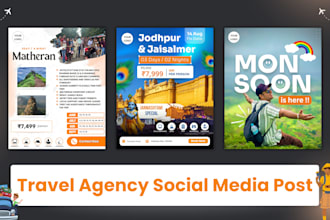 design professional travel agency social media post