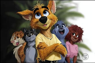 draw custom animal cartoon illustration